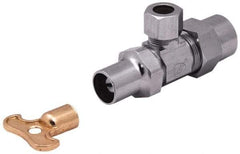 Legend Valve - NPT 1/2 Inlet, 110 Max psi, Chrome Finish, Rubber Water Supply Stop Valve - 3/8 Compression Outlet, Angle, Silver Handle, For Use with Potable Water Applications - Americas Industrial Supply