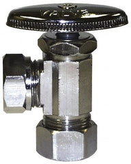 Legend Valve - NPT 1/2 Inlet, 110 Max psi, Chrome Finish, Rubber Water Supply Stop Valve - 1/2 Compression Outlet, Angle, Silver Handle, For Use with Potable Water Applications - Americas Industrial Supply