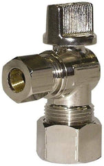 Legend Valve - PEX 1/2 Inlet, 125 Max psi, Chrome Finish, Carbon Steel Water Supply Stop Valve - 3/8 Compression Outlet, Angle, Silver Handle, For Use with Potable Water Applications - Americas Industrial Supply