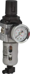 PRO-SOURCE - 1/8" NPT Port Miniature 1 Piece Filter/Regulator FRL Unit - Polycarbonate Bowl, 14 SCFM, 145 Max psi, 6.69" High, Manual Drain - Americas Industrial Supply