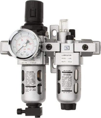 PRO-SOURCE - 1/8" NPT Port Miniature 2 Piece Filter/Regulator-Lubricator FRL Unit - Polycarbonate Bowl, 14 SCFM, 145 Max psi, 6.69" High, Manual Drain - Americas Industrial Supply