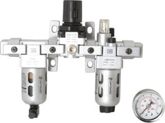 PRO-SOURCE - 1/8" NPT Port Miniature 3 Piece Filter-Regulator-Lubricator FRL Unit - Polycarbonate Bowl, 14 SCFM, 145 Max psi, 6.69" High, Manual Drain - Americas Industrial Supply