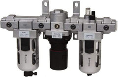 PRO-SOURCE - 1/2" NPT Port Standard 3 Piece Filter-Regulator-Lubricator FRL Unit - Polycarbonate Bowl, 106 SCFM, 145 Max psi, 112" High, Manual Drain - Americas Industrial Supply