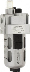 PRO-SOURCE - 1/4" NPT, 145 Max psi Intermediate Modular Lubricator - Polycarbonate Bowl with Metal Guard, with Sight Glass, Cast Aluminum Body, 58 CFM, 140°F Max Temp, 2.16" Wide x 6.18" High - Americas Industrial Supply