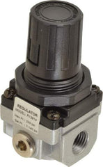 PRO-SOURCE - 1/4 NPT Port, 21 CFM, Aluminum Miniature Regulator - 7 to 145 psi Range, 220 Max psi Supply Pressure, 1/8" Gauge Port Thread, 1.56" Wide x 3.19" High - Americas Industrial Supply
