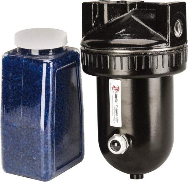 PRO-SOURCE - 15 CFM at 100 psi Inlet, In-line Desiccant Dryer - 1/2" NPT Inlet/Outlet x 4-7/8" Long x 4-7/8" Wide x 8-7/8" High - Americas Industrial Supply