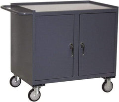 Jamco - 1,200 Lb Capacity, 2 Shelf, 2 Tray, 2 Door Mobile Workstation - 36" Wide x 24" Deep x 36" High, Steel, Gray - Americas Industrial Supply