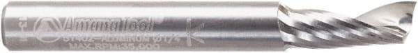 Amana Tool - 1/4" Cutting Diam x 5/8" Length of Cut, 1 Flute, Upcut Spiral Router Bit - Right Hand Cut, Solid Carbide, 2" OAL x 1/4" Shank Diam - Americas Industrial Supply