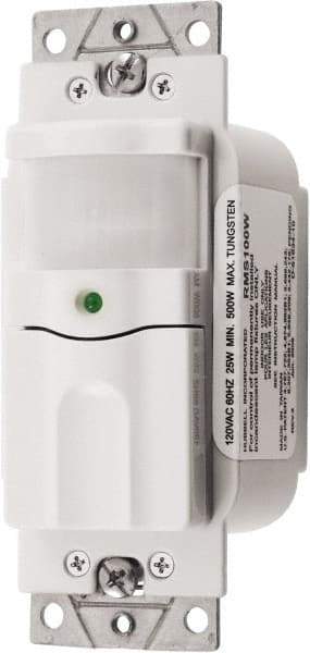 Hubbell Wiring Device-Kellems - 800 Square Ft. Coverage, Infrared Occupancy Sensor Wall Switch - 500 at 120 V Incandescent, 120 VAC, White - Americas Industrial Supply