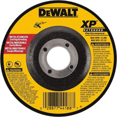 DeWALT - 24 Grit, 9" Wheel Diam, 1/8" Wheel Thickness, 7/8" Arbor Hole, Type 27 Depressed Center Wheel - Zirconia Alumina, Resinoid Bond, 6,600 Max RPM, Compatible with Angle Grinder - Americas Industrial Supply