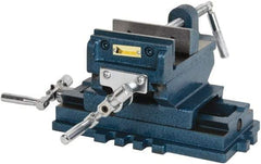 Interstate - 3-35/64" Jaw Opening Capacity x 1.18" Throat Depth, Horizontal Drill Press Vise - 4" Wide x 1.18" High Jaw, Cross Slide Base, Standard Speed, 8" OAL x 5.1" Overall Height, Cast Iron - Americas Industrial Supply