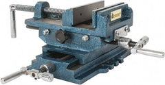 Interstate - 5-5/16" Jaw Opening Capacity x 1-5/16" Throat Depth, Horizontal Drill Press Vise - 5" Wide x 1-5/16" High Jaw, Cross Slide Base, Standard Speed, 10" OAL x 5.3" Overall Height, Cast Iron - Americas Industrial Supply