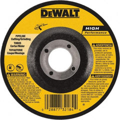 DeWALT - 24 Grit, 6" Wheel Diam, 1/8" Wheel Thickness, 7/8" Arbor Hole, Type 27 Depressed Center Wheel - Aluminum Oxide, 10,100 Max RPM, Compatible with Angle Grinder - Americas Industrial Supply