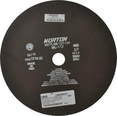 Norton - 12" Aluminum Oxide Cutoff Wheel - 0.078" Thick, 1-1/4" Arbor, 3,820 Max RPM, Use with Stationary Tools - Americas Industrial Supply