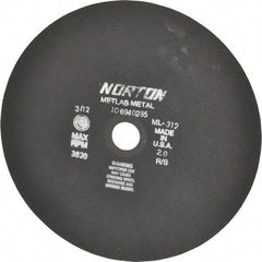 Norton - 12" Aluminum Oxide Cutoff Wheel - 0.078" Thick, 1-1/4" Arbor, 3,820 Max RPM, Use with Stationary Tools - Americas Industrial Supply
