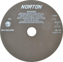 Norton - 9" Aluminum Oxide Cutoff Wheel - 0.063" Thick, 1-1/4" Arbor, 4,025 Max RPM, Use with Stationary Tools - Americas Industrial Supply