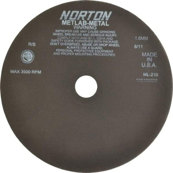 Norton - 10" Aluminum Oxide Cutoff Wheel - 0.063" Thick, 1-1/4" Arbor, 3,500 Max RPM, Use with Stationary Tools - Americas Industrial Supply