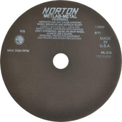 Norton - 10" Aluminum Oxide Cutoff Wheel - 0.063" Thick, 1-1/4" Arbor, 3,500 Max RPM, Use with Stationary Tools - Americas Industrial Supply