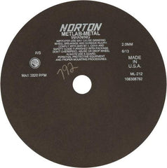 Norton - 12" Aluminum Oxide Cutoff Wheel - 0.078" Thick, 1-1/4" Arbor, 3,820 Max RPM, Use with Stationary Tools - Americas Industrial Supply