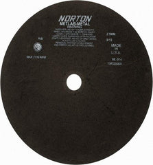 Norton - 13-3/4" Aluminum Oxide Cutoff Wheel - 0.098" Thick, 1-1/4" Arbor, 2,770 Max RPM, Use with Stationary Tools - Americas Industrial Supply