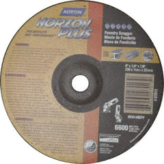 Norton - 9" Wheel Diam, 1/4" Wheel Thickness, 7/8" Arbor Hole, Depressed Center Wheel - Ceramic, Resinoid Bond, 6,600 Max RPM - Americas Industrial Supply