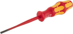 Wera - 198mm OAL Insulated Slotted Screwdriver - 100mm Blade Length, Round Shank, Ergonomic Handle - Americas Industrial Supply