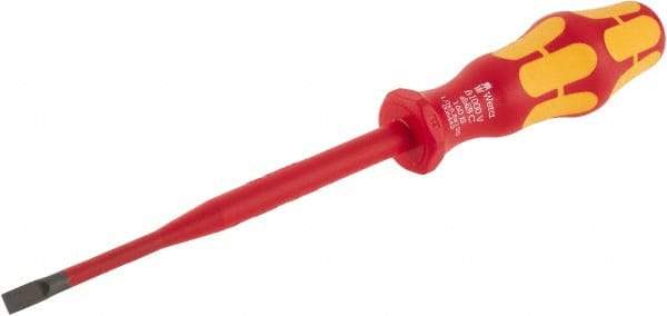 Wera - 223mm OAL Insulated Slotted Screwdriver - 125mm Blade Length, Round Shank, Ergonomic Handle - Americas Industrial Supply