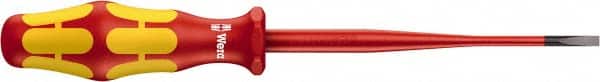 Wera - 181mm OAL Insulated Slotted Screwdriver - 100mm Blade Length, Round Shank, Ergonomic Handle - Americas Industrial Supply
