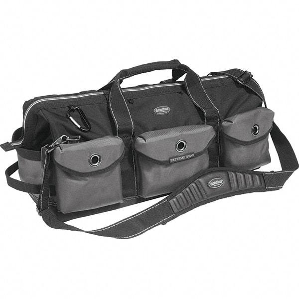 Bucket Boss - 28 Pocket Gray & Black Ballistic Polyester Tool Bag - 28" Wide x 11" Deep x 12" High - Americas Industrial Supply