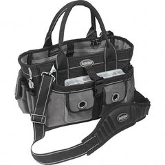 Bucket Boss - 18 Pocket Gray & Black Polyester Tool Bag - 14" Wide x 9" Deep x 9" High - Americas Industrial Supply