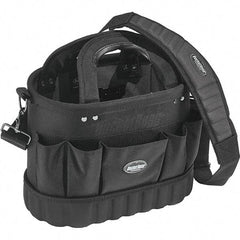 Bucket Boss - 13 Pocket Black Ballistic Polyester Tool Tote - 14" Wide x 8" Deep x 10" High - Americas Industrial Supply