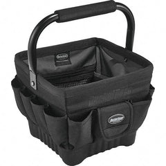 Bucket Boss - 19 Pocket Black Ballistic Polyester Tool Bag - 11" Wide x 11" Deep x 10" High - Americas Industrial Supply