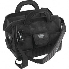 Bucket Boss - 17 Pocket Black Ballistic Polyester Tool Bag - 14" Wide x 10" Deep x 11" High - Americas Industrial Supply