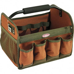 Bucket Boss - 23 Pocket Brown & Green Polyester Tool Bag - 12" Wide x 10" Deep x 11" High - Americas Industrial Supply