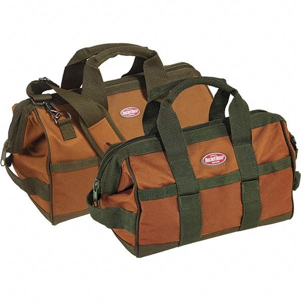 Bucket Boss - 12 Pocket Brown & Green Polyester Tool Bag - 12" Wide x 7" Deep x 9" High - Americas Industrial Supply