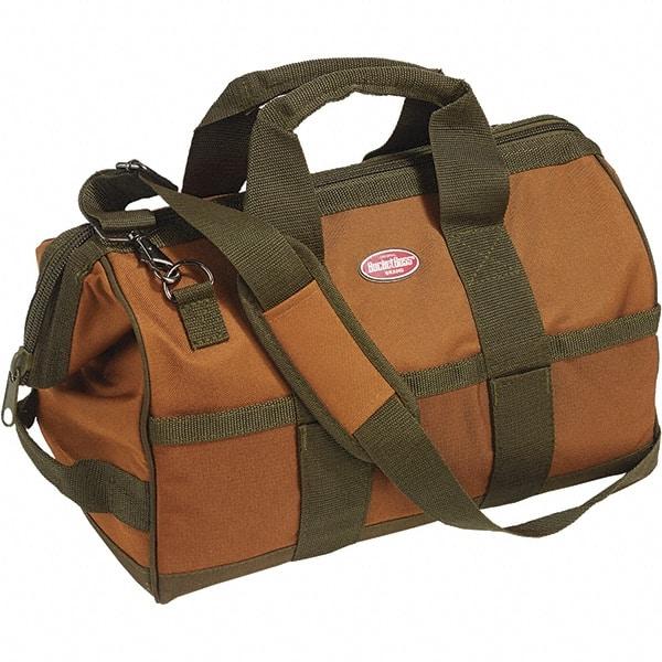 Bucket Boss - 16 Pocket Brown & Green Polyester Tool Bag - 16" Wide x 9" Deep x 12" High - Americas Industrial Supply