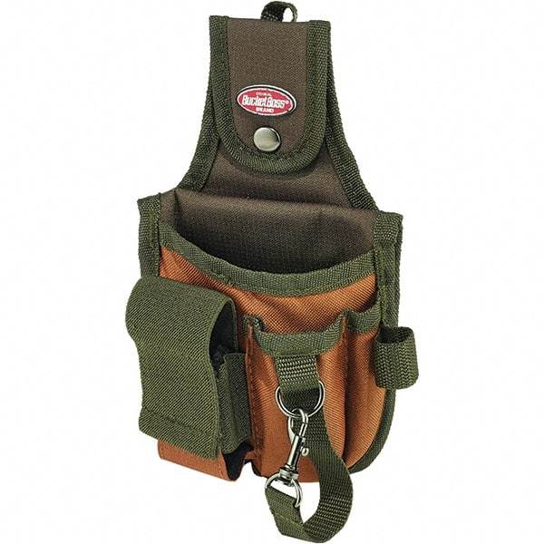 Bucket Boss - Nail & Tool Pouch - 5 Pocket, Brown/Green, Polyester - Americas Industrial Supply