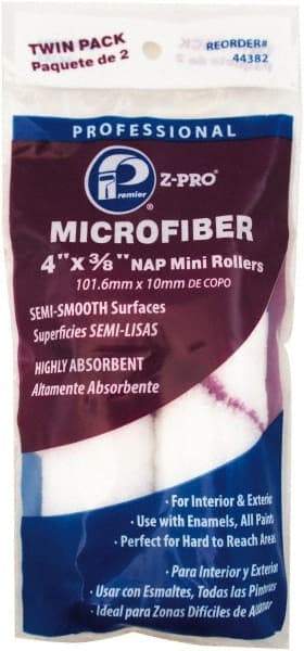 Premier Paint Roller - 3/8" Nap, 4" Wide Paint Mini Roller - Semi-Smooth Texture, Microfiber - Americas Industrial Supply