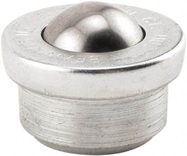 Hudson Bearing - 5/8 Inch Diameter, Round, Stainless Steel Ball Transfer - 1.1875 Inch Overall Diameter, 3/8 Inch Mount Height, 125 Lb. Capacity - Americas Industrial Supply