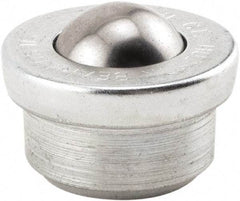 Hudson Bearing - 5/8 Inch Diameter, Round, Stainless Steel Ball Transfer - 1.1875 Inch Overall Diameter, 3/8 Inch Mount Height, 200 Lb. Capacity - Americas Industrial Supply
