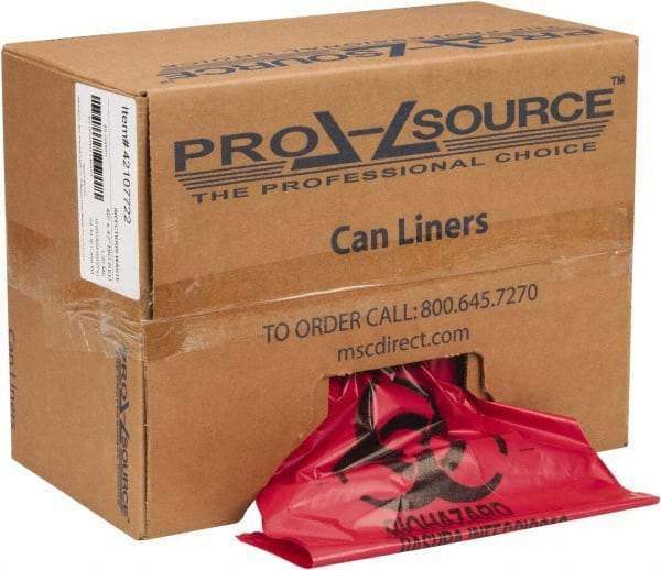 PRO-SOURCE - 45 Gal Capacity, Red, Hazardous Waste Bag - 1.3 mil Thick x 40" Wide x 47" High, Roll - Americas Industrial Supply