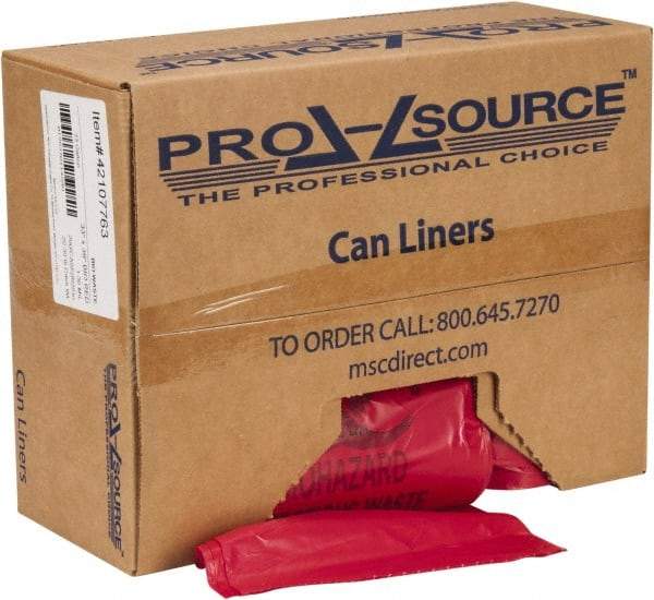 PRO-SOURCE - 33 Gal Capacity, Red, Hazardous Waste Bag - 1.3 mil Thick x 33" Wide x 39" High, Roll - Americas Industrial Supply