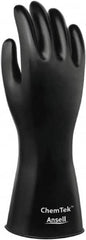 Ansell - Size L (10), 12" Long, 8 mil Thick, Viton Chemical Resistant Gloves - Smooth Finish, Gauntlet Cuff, ANSI Abrasion Level 3, ANSI Cut Level 0, Black - Americas Industrial Supply