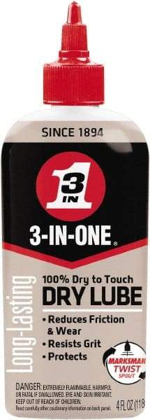 3-IN-ONE - 4 oz Bottle Dry Film Lubricant - Light Amber, 500°F Max - Americas Industrial Supply