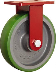 Hamilton - 10" Diam x 2-1/2" Wide x 11-1/2" OAH Top Plate Mount Rigid Caster - Polyurethane Mold onto Cast Iron Center, 2,200 Lb Capacity, Tapered Roller Bearing, 5 x 7" Plate - Americas Industrial Supply