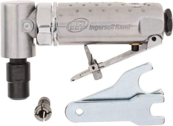 Ingersoll-Rand - 1/4" Collet, Angle Handle, Angle Air Die Grinder - 21,000 RPM, Front Exhaust, 24 CFM, 0.25 hp, 1/4" Inlet - Americas Industrial Supply