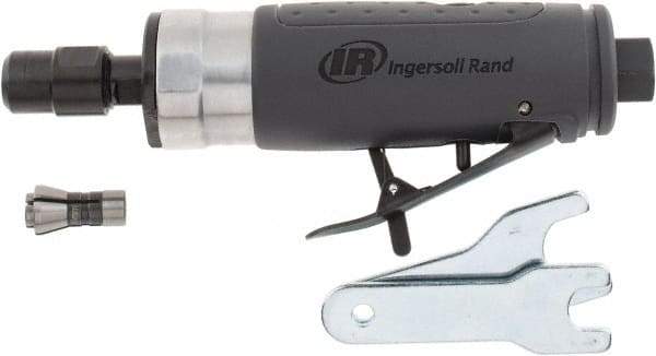 Ingersoll-Rand - 1/4" Collet, Straight Handle, Straight Air Die Grinder - 25,000 RPM, Rear Exhaust, 28 CFM, 0.33 hp, 1/4" Inlet - Americas Industrial Supply