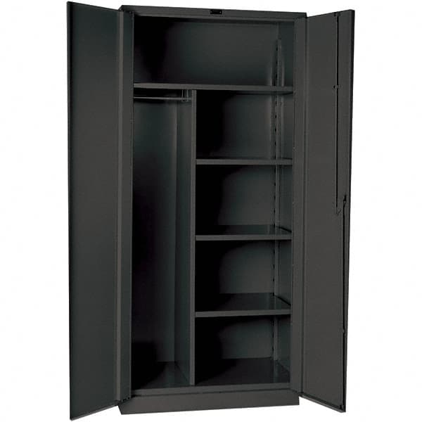 Hallowell - 4 Shelf Combination Storage Cabinet - Steel, 60" Wide x 24" Deep x 78" High, Gray - Americas Industrial Supply