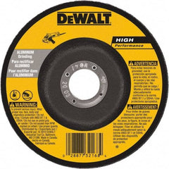 DeWALT - 30 Grit, 5" Wheel Diam, 1/4" Wheel Thickness, 7/8" Arbor Hole, Type 27 Depressed Center Wheel - Aluminum Oxide, 12,200 Max RPM, Compatible with Angle Grinder - Americas Industrial Supply