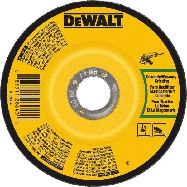 DeWALT - 24 Grit, 7" Wheel Diam, 1/4" Wheel Thickness, Type 27 Depressed Center Wheel - Silicon Carbide, 8,700 Max RPM, Compatible with Angle Grinder - Americas Industrial Supply